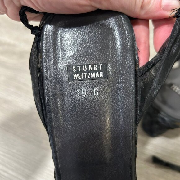 Stuart Weitzman Vintage Black Espadrilles Black Heel Wedges Women’s Size 10 - Picture 7 of 10